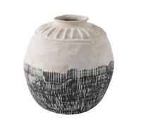 Gralara Vase avec Col Cannelé Bicolore Vase à Fleurs Sculptural Objet Décoration pour Entrée, Grand 32.5 32.5 H32cm, B款 Peint À La Main Un
