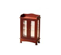 Gralara Vitrine Miniature Compact Meuble Poupée Vitrine en Verre avec Battants pour Collectionneurs, 栗色