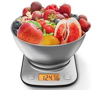 GRAM PRES Balance de cuisine digitale Poids Grammes et Oz Avec IPX6 Waterproof,Balance de cuisine numérique professionnelle en acier inoxydable 11lb/0.01oz avec bol pour la cuisson au four