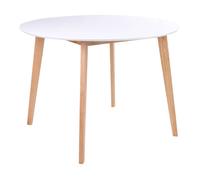 AltoBuy Gram - Table Repas Ronde 105cm Naturelle et Blanche