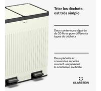 Grama 40 Poubelle à pédale 40 L / 2x20 L silencieuse PP Rétro