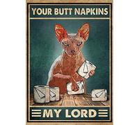 graman Plaque en métal rétro avec inscription « Your Butt Towels My Lord » - Décoration murale humoristique pour salle de bain, toilettes, restaurant et salle de bain - 20,3 x 30,5 cm