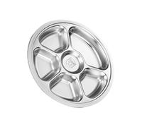 Gramigg Assiette ronde divisée en acier inoxydable de 28 cm avec plusieurs compartiments alimentaires pour la maison, la cuisine, la salle à manger, le micro-ondes