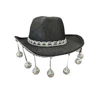 Gramigg Chapeau de cowboy étincelant à paillettes sauvages pour enterrement de vie de jeune fille, boules disco chapeau de cowboy pour acteur, actrice, accessoire de scène