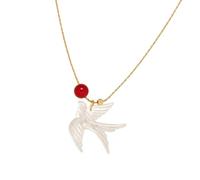 Gramigg Collier avec pendentif en forme d'hirondelle moderne en alliage et résine - Réglable de 41 à 46 cm - Bijoux pour filles - Hypoallergénique - Bijoux chinois modernes, taille unique, Comme
