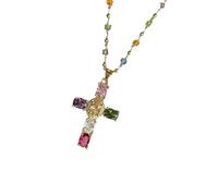 Gramigg Collier élégant avec pendentif religieux en perles texturées pour homme et femme, fête et cérémonie