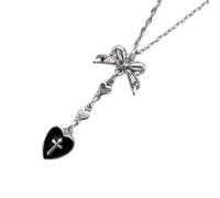 Gramigg Collier en alliage robuste sur le thème gothique avec des motifs complexes en forme de cœur noir - Accessoire portable pour un usage quotidien décontracté - Collier gothique en forme de cœur