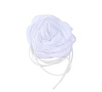 Gramigg Collier ras du cou rose avec grande fleur - Accessoires tendance - Bijoux de fête en tissu pour femmes et filles