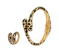 Gramigg Ensemble de bagues et bijoux tendance pour femme avec imprimé léopard pour les fêtes et le quotidien