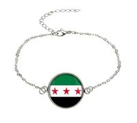 Gramigg Ensemble De Bijoux Élégant Avec Drapeaux Syriens Comprenant Un Collier Un Des Boucles D'oreilles En Acier Inoxydable Et En Verre Pour Les Amateurs De Culture. Bijoux Tendance Pour Les