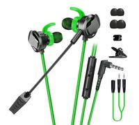 Gramigg ESports Écouteurs intra-auriculaires pour joueurs avec double microphone Design pilote 10 mm Connexion 3,5 mm Isolation du bruit