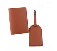 Gramigg Étui portable en cuir PU avec étiquettes de bagage pour cartes de crédit pour femmes et couples, marron, Luggage Tag Size: 7 x 12cm/2.75 x 4.72in