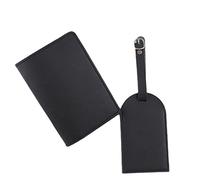 Gramigg Étui portable en cuir PU avec étiquettes de bagage pour cartes de crédit pour femmes et couples, Noir , Luggage Tag Size: 7 x 12cm/2.75 x 4.72in