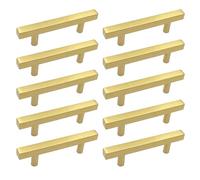 Gramigg Lot de 10 poignées de tiroir en laiton brossé doré facile à installer pour armoires de cuisine et meubles Doré