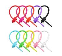 Gramigg Lot de 10 porte-clés multi-usages en silicone robuste avec attaches de câble - Accessoire portable pour fixation sécurisée - Pour bureau, école, multicolore, 19cm