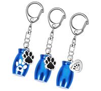 Gramigg Lot de 3 porte-clés urnes en métal pour cendres de chien avec pendentif imprimé pattes pour animaux domestiques