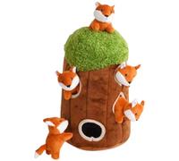 Gramigg Lot de 6 jouets couineurs pour chien en peluche - Niche dans un arbre - Jouet couineur pour chien - Jouet couineur pour cacher et chercher - Jouets en forme de chouette et panda