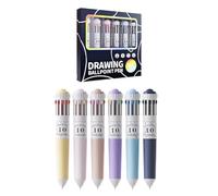 Gramigg Lot de 6 stylos à bille multicolores 10 couleurs en 1 - Stylos rétractables multicolores de 0,8 mm pour journal intime, code couleur