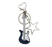Gramigg Porte-clés en alliage avec boucle en forme de cœur - Petite guitare creuse - Étoile à cinq branches - Pendentif de sac pour femme