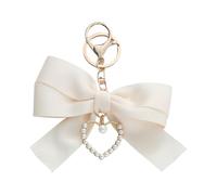 Gramigg Porte-clés en alliage robuste avec perles en forme de cœur et nœud papillon conçu pour les femmes tendance qui aiment les bijoux personnalisés