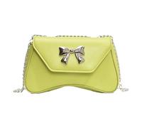 Gramigg Sac à bandoulière sophistiqué pour femme en cuir synthétique avec sangle de chaîne, sac à main décontracté, sac à main français, Vert, One Size