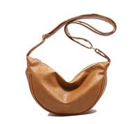 Gramigg Sac à bandoulière tendance en cuir PU décontracté et confortable avec large sangle pour un usage quotidien et un événement social, marron, One Size