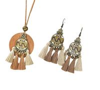 Gramigg Sophistiqué Accessoire Ethnique Charme En Larme Collier À Main Et Boucles D'oreilles Tissées La Collier En Alliage Fait La