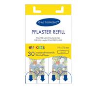 ACTIOMEDIC I KIDS Recharge de pansements, 30 pièces, Compatible avec le distributeur de pansement EasyAid I Sparadraps étanches et hypoallergéniques pour enfants motif jungle, Premiers secours