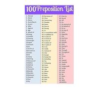 Grammar Educational Poster English Prepositions Chart 100 List for Homeschool Classroom ESL Teaching Wall Decor and Learning Aid(Unframed,08x12inch(20x30cm))