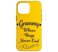 Grammy Where Hugs Never End - Famille fière des Petits-Enfants Grand-mère Coque pour iPhone 16 Pro Max