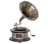 Gramophone avec pavillon pour disque 78 tours style antique rond