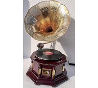 Gramophone Player Original/Working Gramophone Record Player BP - Bois marron et doré et laiton - Support d'enregistrement 78 tr/min - Idéal pour la décoration de la maison
