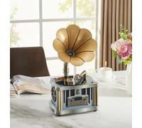 Gramophone Tourne-disque vinyle avec haut-parleurs intégrés, Bluetooth, AUX-IN, USB, FM, style classique pour les amateurs de musique vintage