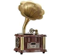 Gramophone Tourne-disque vinyle avec haut-parleurs intégrés, Bluetooth, AUX-IN, USB, FM, style classique pour les amateurs de musique vintage