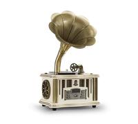 Gramophone Tourne-disque vinyle rétro avec haut-parleurs intégrés, Bluetooth, AUX-IN/USB/FM, style classique pour les amateurs de musique vintage