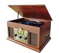 Gramophone Vintage Multifonction, Lecteur CD, Tourne-Disque Vinyle, Radio, Haut-Parleur Bluetooth(Raw Wood)