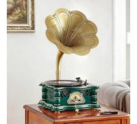 Gramophone vintage, phonographe rétro, tourne-disque audio, tourne-disque Bluetooth, 17,8 cm/22,9 cm/30,5 cm avec radio FM stéréo et lecture USB pour décoration d'intérieur et divertissement musical