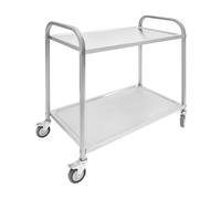 GramStudio Chariot de service en acier inoxydable à 2 étages - Jusqu'à 160 kg - Avec roulettes à 360° et freins de stationnement - Pour cuisine, restaurant, hôtel