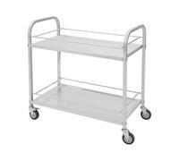 GramStudio Chariot de service en acier inoxydable à 2 étages jusqu'à 75 kg - Cadre tubulaire rond - Roulettes légères avec 2 freins - Chariot de transport - Chariot de cuisine pour gastronomie, hôtel
