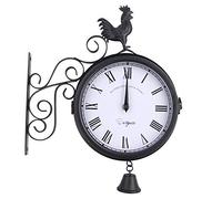 GramStudio Horloge murale antique - Horloge de gare - Horloge de cuisine - 30 x 9 x 37 cm - Double face - Noir, KL-71011