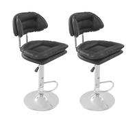GramStudio Lot de 2 tabourets de bar avec dossier, repose-pieds, pivotants à 360°, hauteur réglable de 62 à 82 cm, pour salle à manger, comptoir, maison, îlot de cuisine (noir)