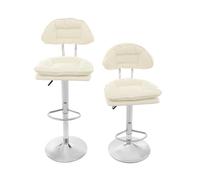 GramStudio Lot de 2 tabourets de bar avec dossier, repose-pieds, pivotants à 360°, hauteur réglable de 62 à 82 cm, pour salle à manger, comptoir, maison, îlot de cuisine (blanc)