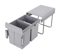 GramStudio Poubelle de cuisine 2 x 20 l - Poubelle encastrable avec rails télescopiques - Poubelle de cuisine extensible à 2 compartiments