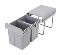 GramStudio Poubelle de cuisine extensible avec rails télescopiques pour tri sélectif, 2 x 20 l, système de déchets sous meuble