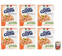 Gran Cucina Besciamella Lot de 6 crèmes à base de plantes, sauce béchamel pour cuisson sans huile de palme 200 g + Polpa di Pomodoro Italian Gourmet Polpa di Pomodoro 400 g