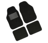GRAN PREE Tapis Voiture Universel Moquette Antidérapant 4 Pièces Noir