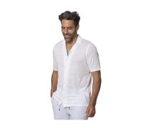 Gran Sasso - Chemise à Manches Courtes en Lin Blanc - Homme - Chemises - Blanc - Taille: M