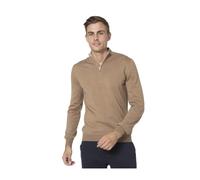 Gran Sasso - Pull Marron Clair à Col Zippé - Homme - Pulls - Beige - Taille: 3XL