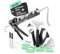 Gran set completo de silicona: pistola para cartuchos, herramienta para retirar silicona y juego de alisadores - pistola de silicona + herramienta para renovar juntas de silicona y acrílico