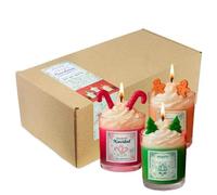 GRAN VELADA - Kit de fabrication de bougies de Noël avec chantilly | Set DIY pour 3 bougies en verre avec cire de soja, cire chantilly, colorants, essences, moules et décorations